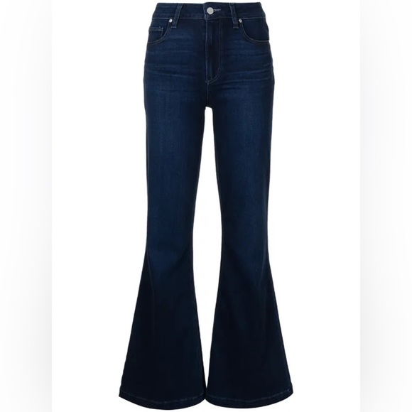 PAIGE Genevieve Hi-Rise Flare Leg Jeans Dark Wash Size 24 - Picture 3 of 14